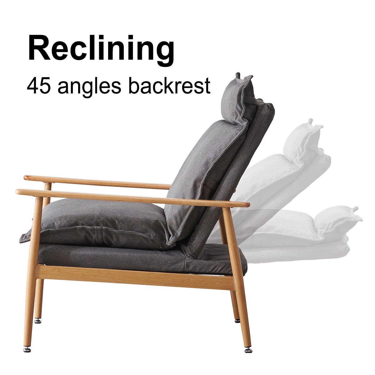 Scandinavian Style Single Fabric Reclining Recliner Sofa With Washable Removable Cover