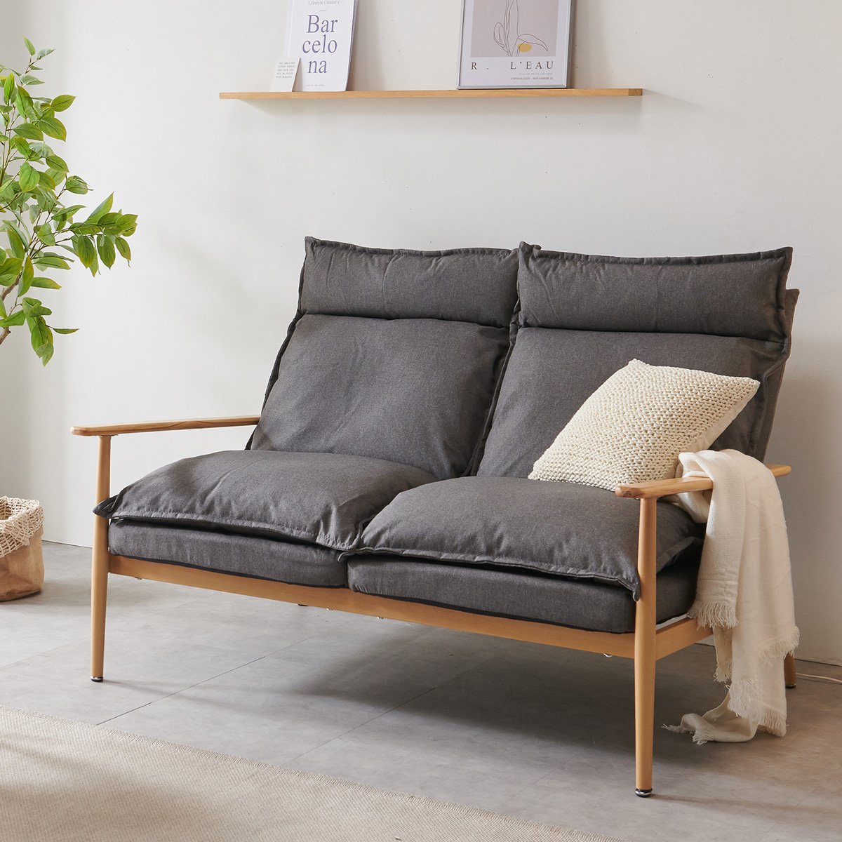 Scandinavian Style Single Fabric Reclining Recliner Sofa With Washable Removable Cover