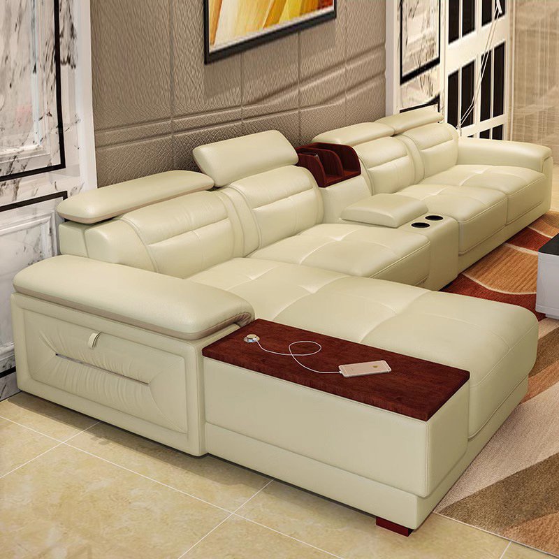 Home Couch Sofa Set Furniture Super Loading Ability Dark Grey L-shape Chaise Modern Living Room Sofas With 3 Adjustable Headrest