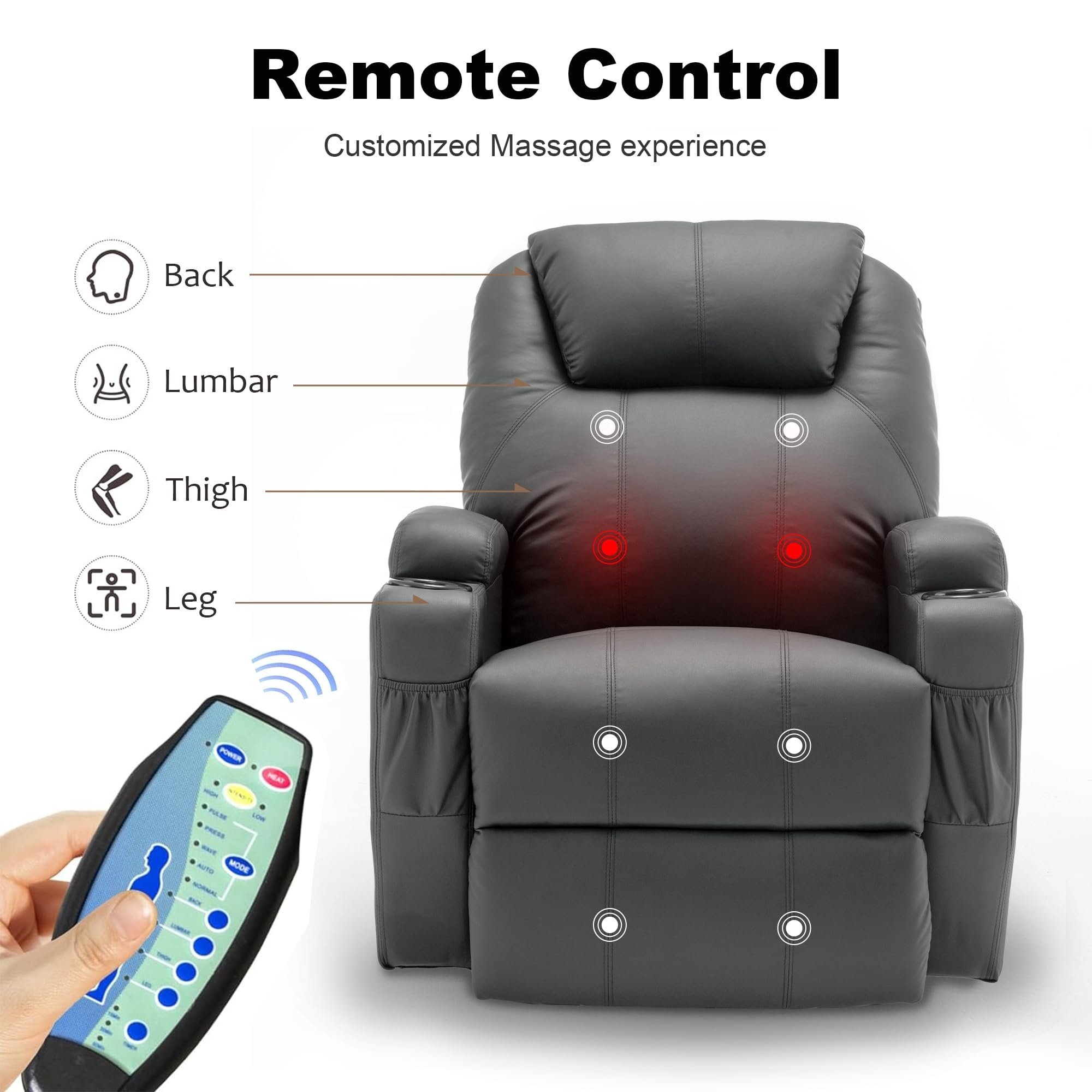 Nordic Living Room Recliner Sofa Remote Control Message and Heat Electric Sofa Chair