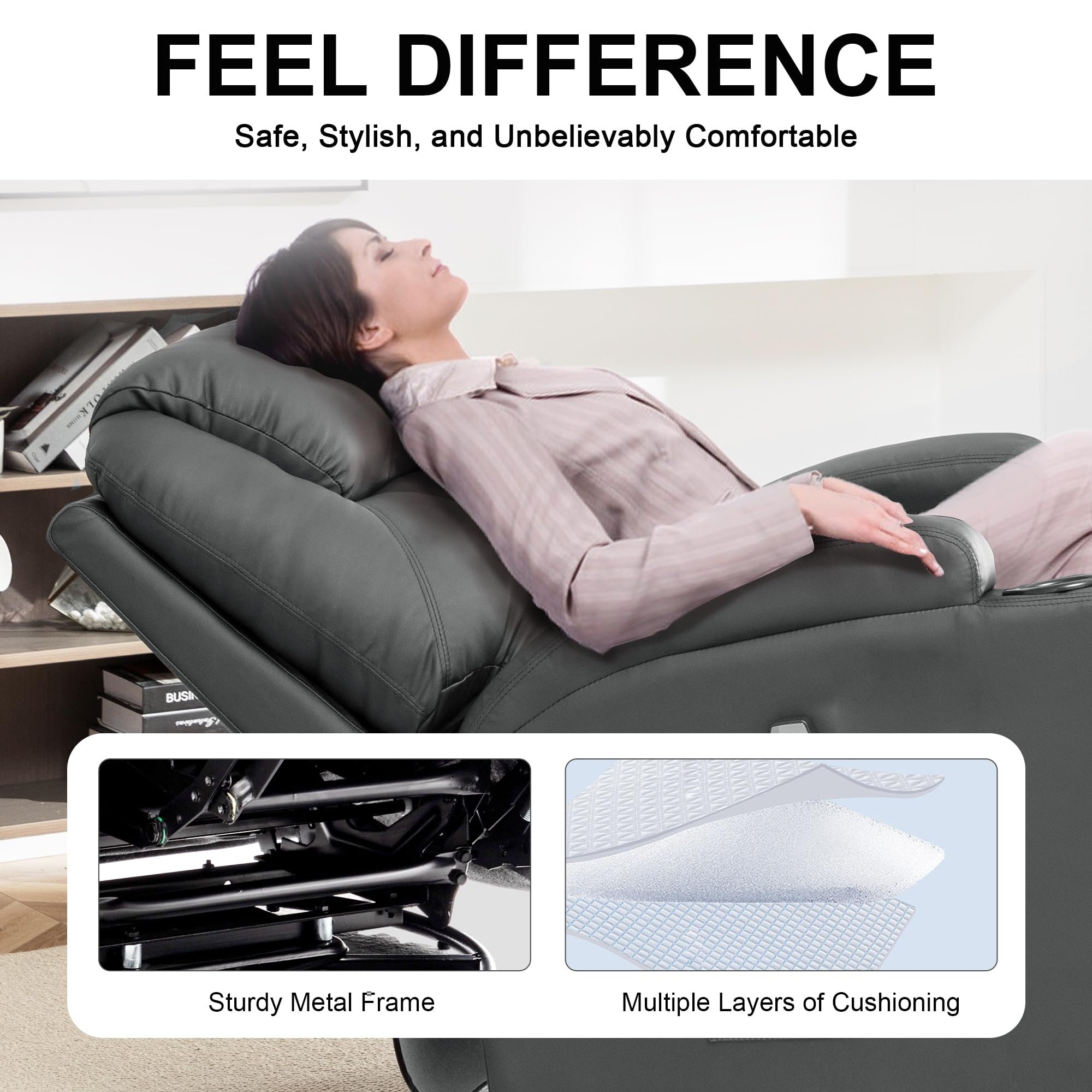 Nordic Living Room Recliner Sofa Remote Control Message and Heat Electric Sofa Chair