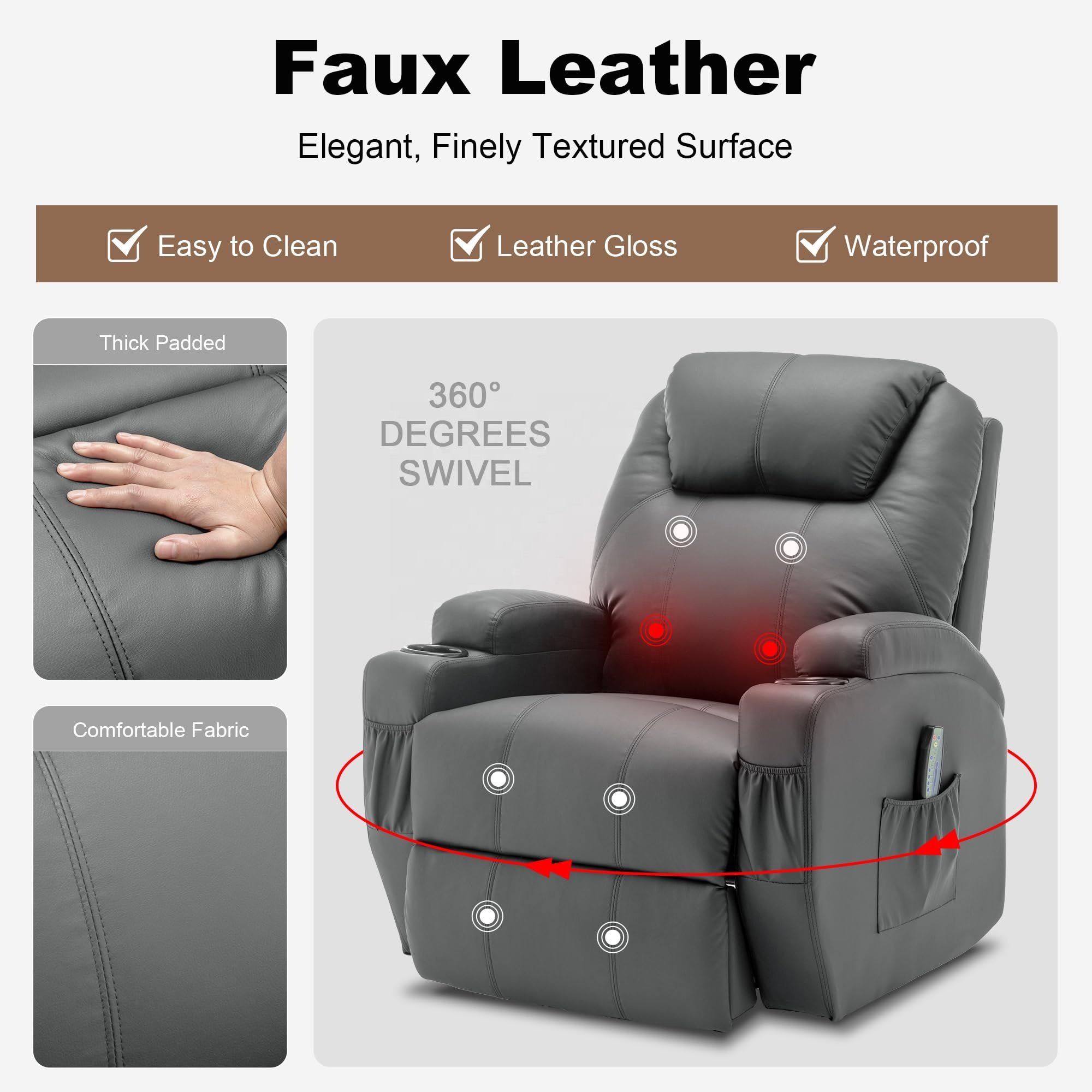 Nordic Living Room Recliner Sofa Remote Control Message and Heat Electric Sofa Chair