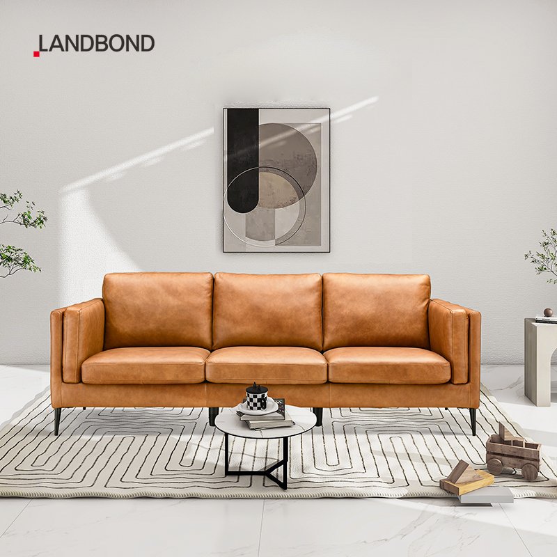 Modern style Sofa 3 Seater Sofa Fabric Leather Brown Living Room Furniture Modular High Loading Sofa Set