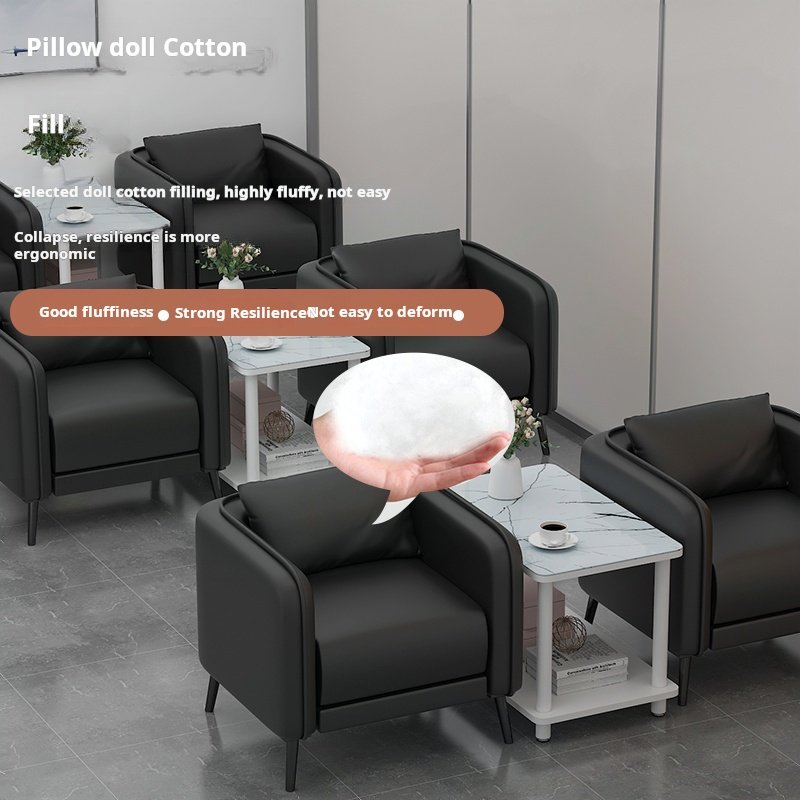 Scientific Support Leather Slate Black Glass Office Sofa Coffee Table Set