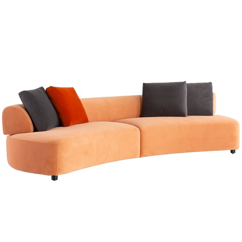Modern Contemporary Relaxing Italian Luxury Couch Orange Color Modular Sectional Living Room Home Fabric Sofa