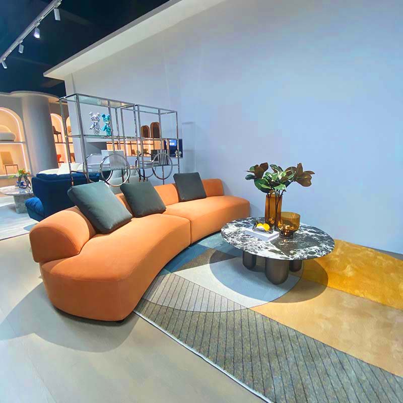 Modern Contemporary Relaxing Italian Luxury Couch Orange Color Modular Sectional Living Room Home Fabric Sofa
