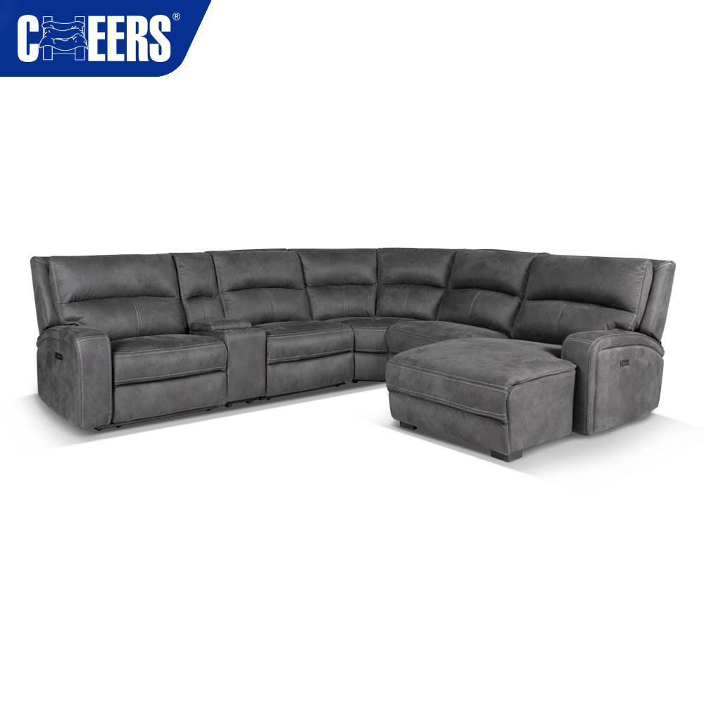 MANWAH CHEERS Power Fabric Upholstered Sectional Sofa Living Room Reclining Recliner Sectional with USB Port and Storage Box
