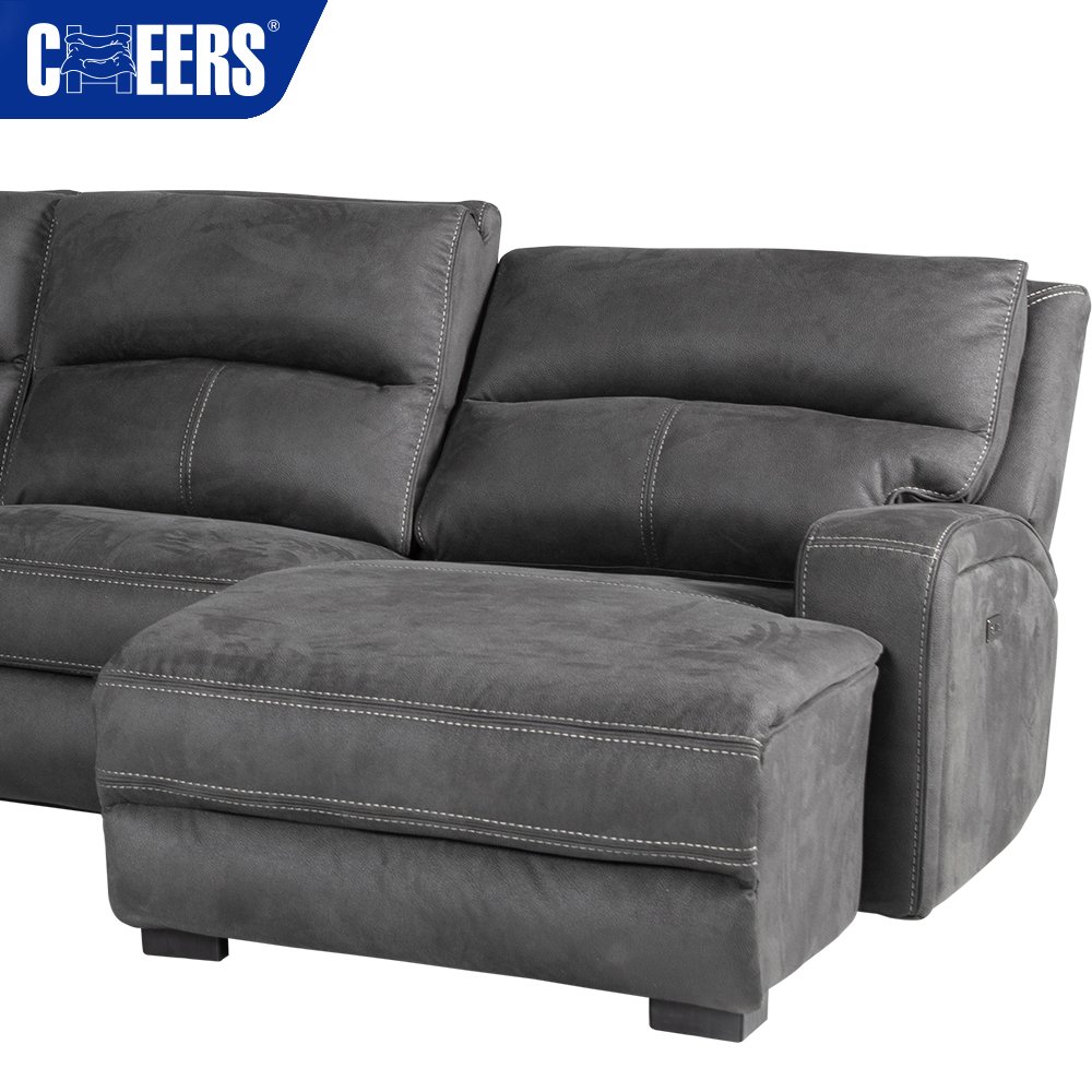 MANWAH CHEERS Power Fabric Upholstered Sectional Sofa Living Room Reclining Recliner Sectional with USB Port and Storage Box