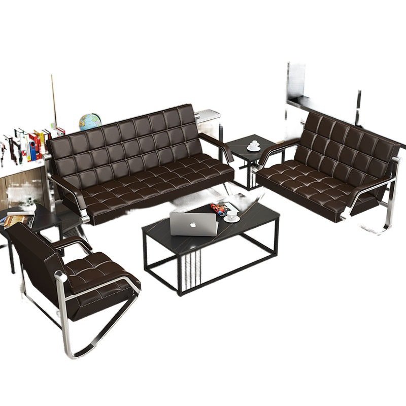 Modern Simple Office Sofa Set with Fabric Cover for Business Reception Includes Coffee Table for Living Room Use