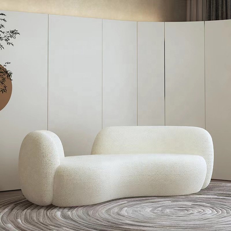 KABASA Comfortable Sofas White Modern Living Room Sofa Set Lamb Wool Fabric Luxury Home Furniture Bedroom Furniture Sofa Nordic