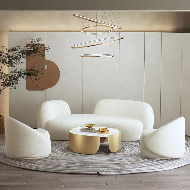 KABASA Comfortable Sofas White Modern Living Room Sofa Set Lamb Wool Fabric Luxury Home Furniture Bedroom Furniture Sofa Nordic