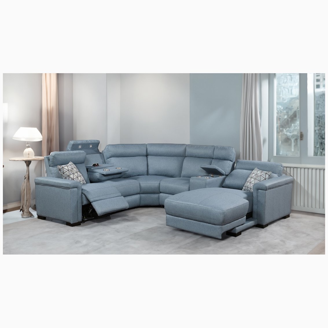 Factory Price Living Room furniture 7 Seater Modern Comfortable Fabric Velvet Sleeper Sectional Reclining Sofa