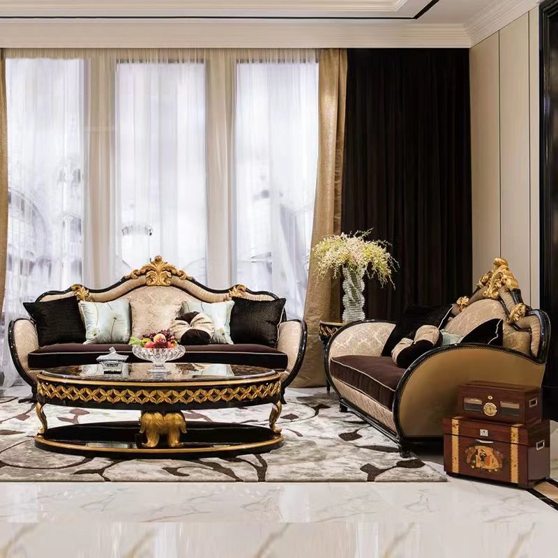High-end luxury classical design sofa set furniture living room Antique sectional sofas