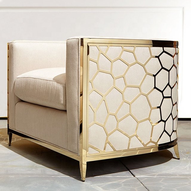 Guangdong Factory Sofa Art Stainless Steel Frame Sofa Home Living Room Luxury Comfortable Leisure