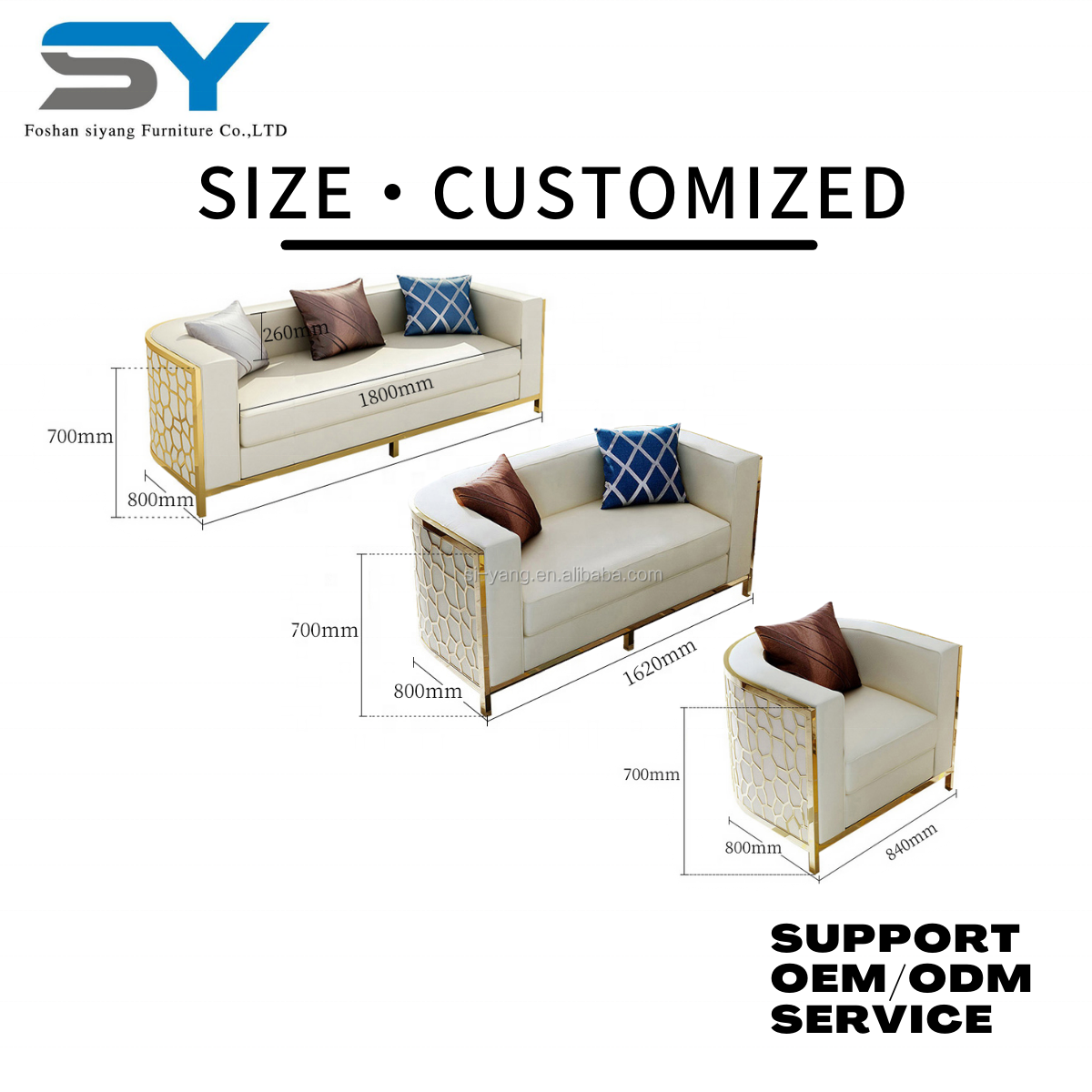 Guangdong Factory Sofa Art Stainless Steel Frame Sofa Home Living Room Luxury Comfortable Leisure