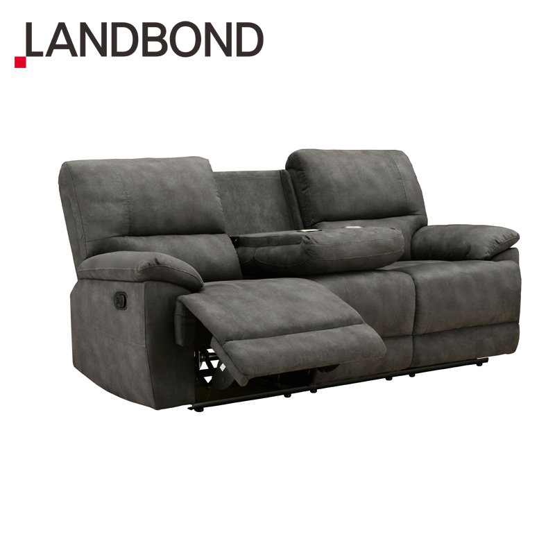Casual Modern Style Grey 3 Seater Home Furniture Fabric Living Room Manual Reclining Sofa for apartment and hotel