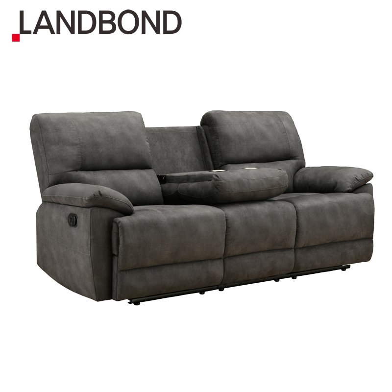 Casual Modern Style Grey 3 Seater Home Furniture Fabric Living Room Manual Reclining Sofa for apartment and hotel