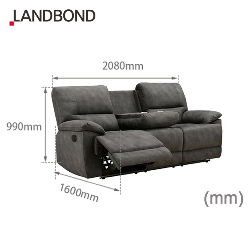 Casual Modern Style Grey 3 Seater Home Furniture Fabric Living Room Manual Reclining Sofa for apartment and hotel