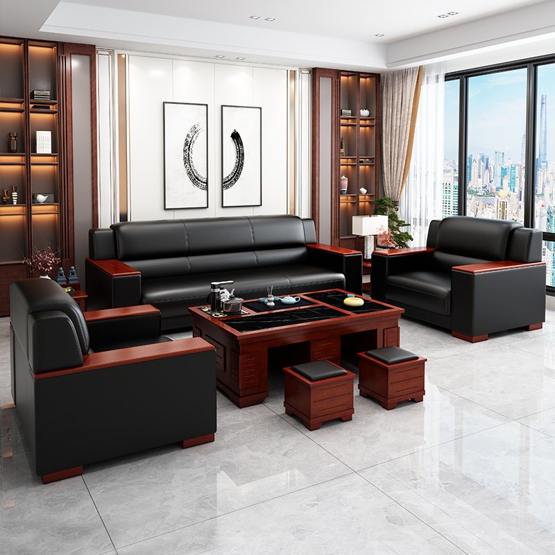 China Manufacturer Factory Direct Price Modern Office Furniture Custom 1/2/3 Seater Reception Leather office Sofas Set