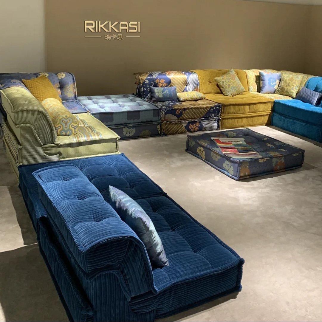 Customized Home Tufted Floor Sofa Modern Luxury Sectional Couch Modualr Living Room Mahjong Sofa Set