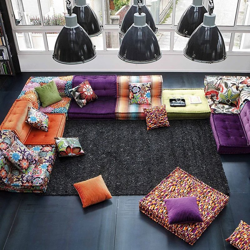 Customized Home Tufted Floor Sofa Modern Luxury Sectional Couch Modualr Living Room Mahjong Sofa Set