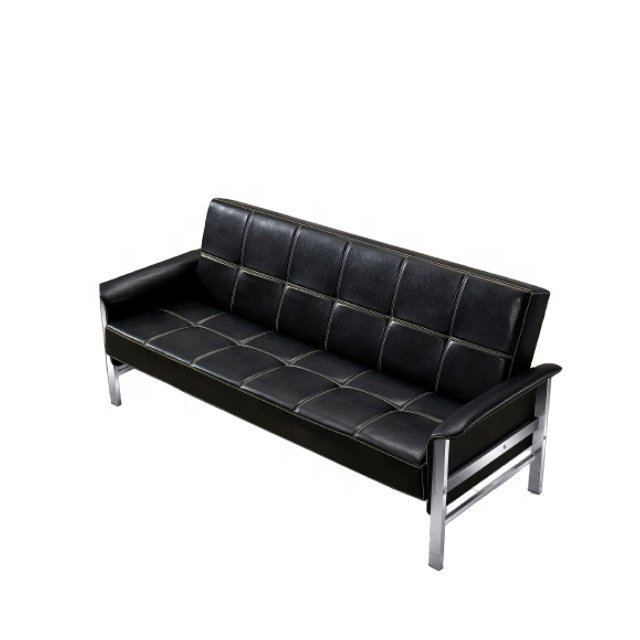Best sell black leather modern office sofa metal frame office leather sofa