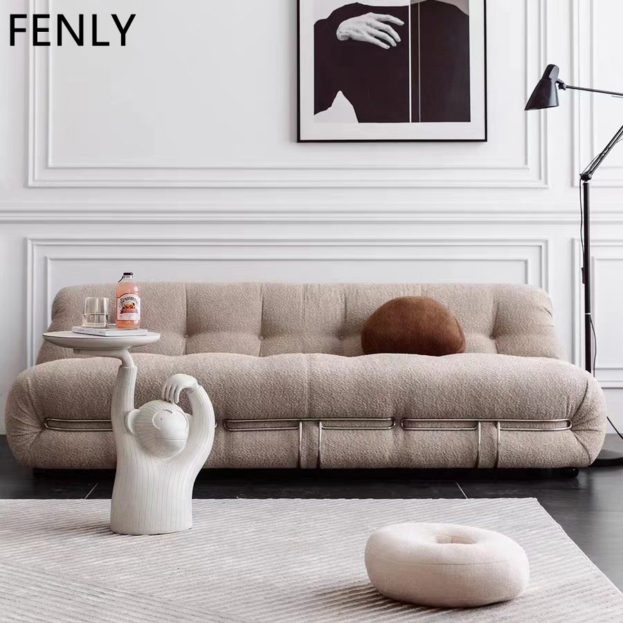 Modern Luxury 3-Seater White Fabric Sofa Set Elegant Italian Design Minimalist Style Home Furniture Living Room Wood Sectional