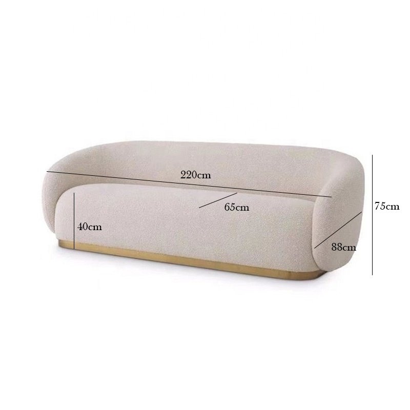 Modern Style Lamb Fleece Fabric Sofa New Design Metal Base Living Room Fabric Double Sofa Furniture Set