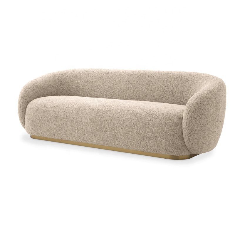 Modern Style Lamb Fleece Fabric Sofa New Design Metal Base Living Room Fabric Double Sofa Furniture Set
