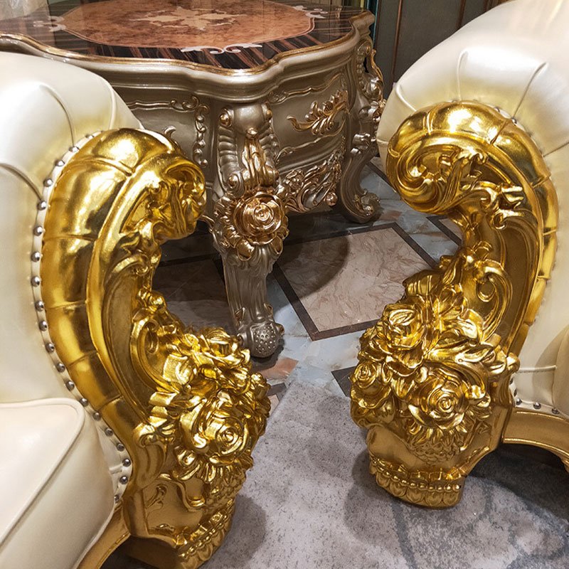 Royal Italian style luxurious couch sofa set Luxury classic wooden European sofa with pillow