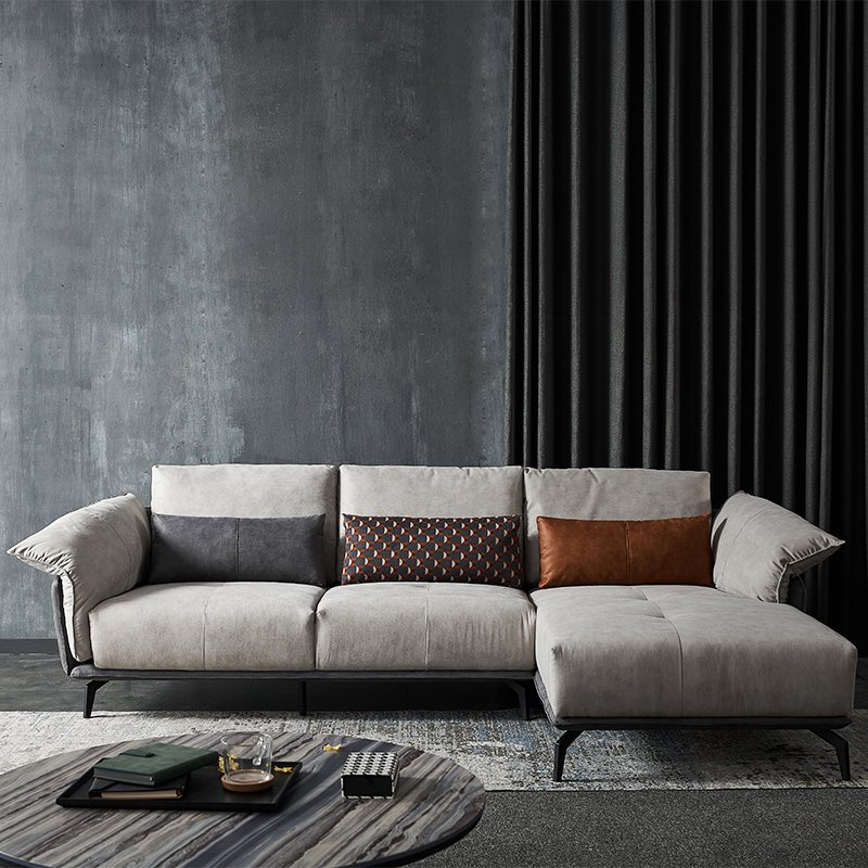 Modern Furniture Nordic Leather Sofa L-shaped Sofa Fabric Wooden Sofa Nordic