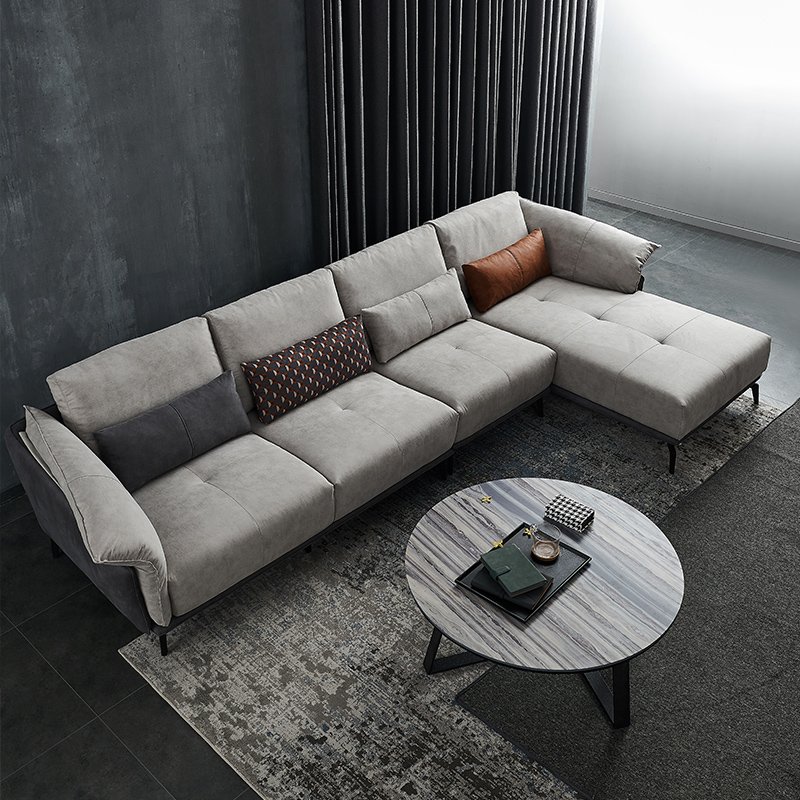 Modern Furniture Nordic Leather Sofa L-shaped Sofa Fabric Wooden Sofa Nordic