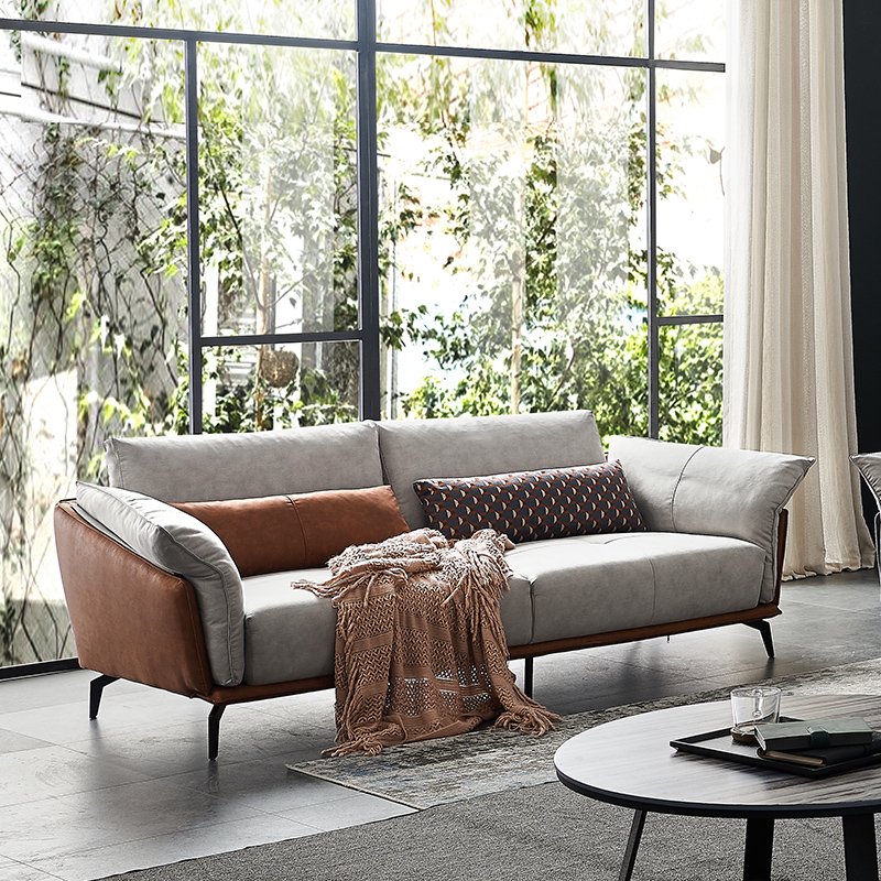 Modern Furniture Nordic Leather Sofa L-shaped Sofa Fabric Wooden Sofa Nordic