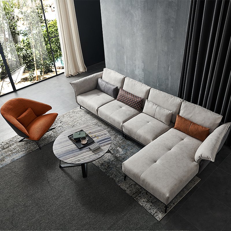 Modern Furniture Nordic Leather Sofa L-shaped Sofa Fabric Wooden Sofa Nordic