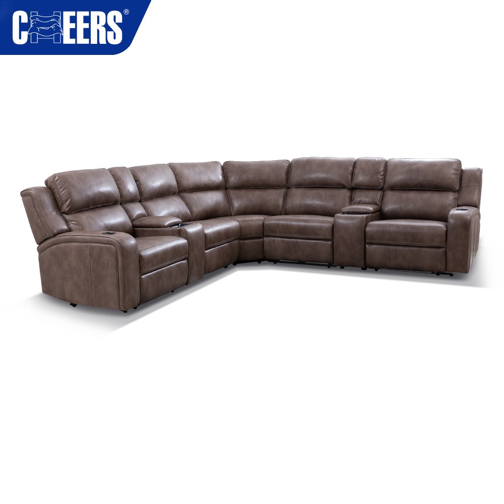 MANWAH CHEERS Fabric Power Headrest Recliner Sectional Sofa Set with Wireless Charging for Living Room Sofa