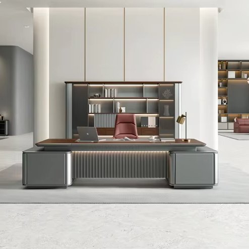 Executive Office Desk With Wood Desk Top And Built-in CPU Storage Boss Table Computer Desk Home Office Furniture With Drawers