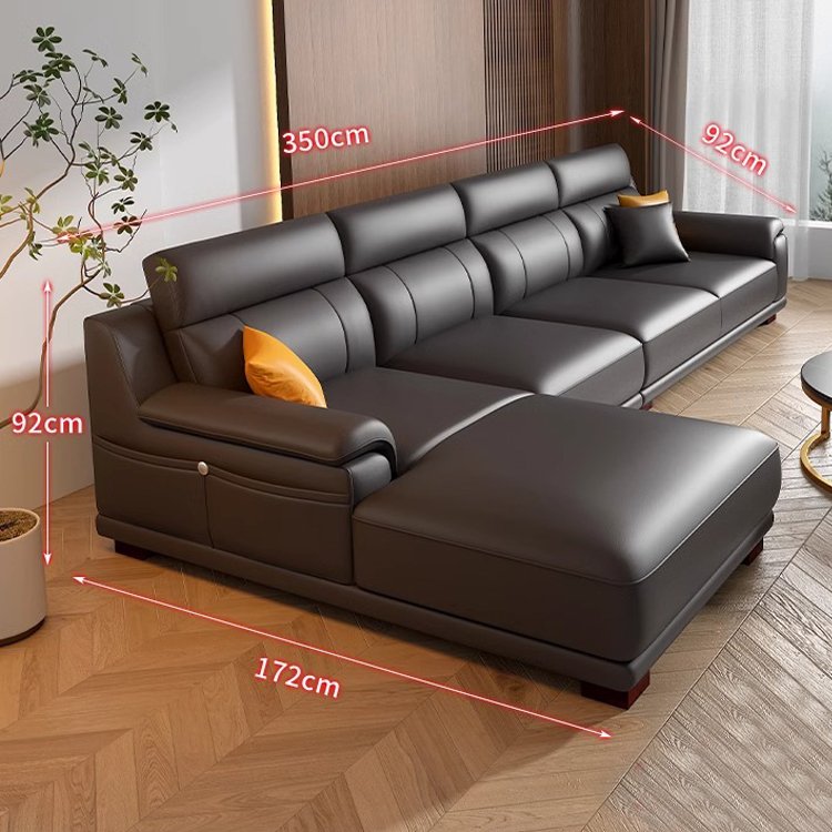 Luxury design L Shape Modular Leather Couch Living Room Sofa Modern villa hotel corner leather sofa combination