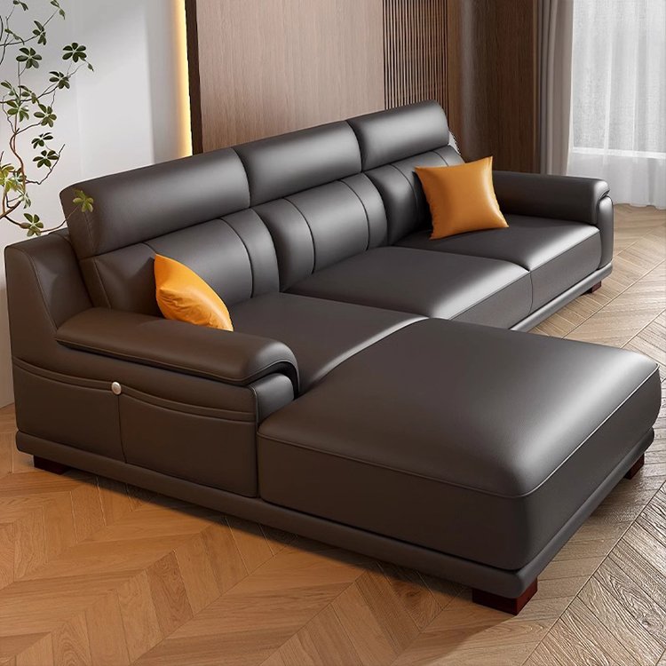 Luxury design L Shape Modular Leather Couch Living Room Sofa Modern villa hotel corner leather sofa combination