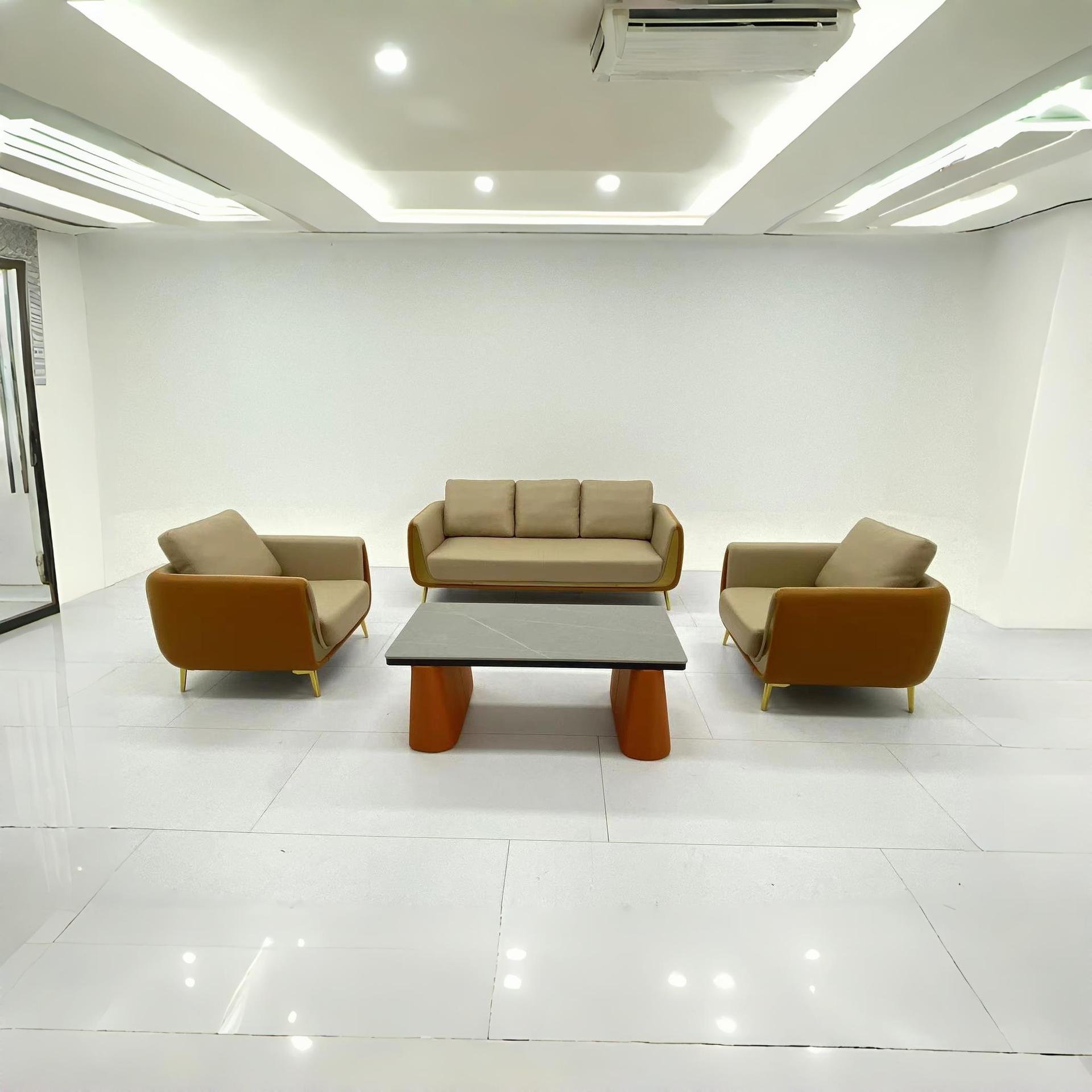 Chuang yue Modern Style Chesterfield Leather Office Sofa Set for School Reception China Manufacturer Lounge Chair Furniture