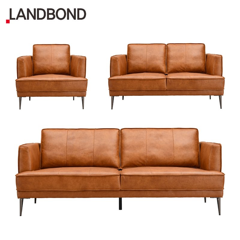 Office Building Sofa Set Furniture Leather European Style Leisure Modern Brown Sitting Room Furniture Living Room Sofa for villa