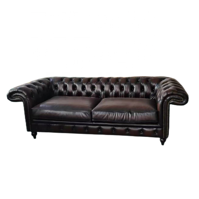 antique red leather sofa set chesterfield 100% top grain leather luxury sofa vintage hotel lobby furniture living room sofa