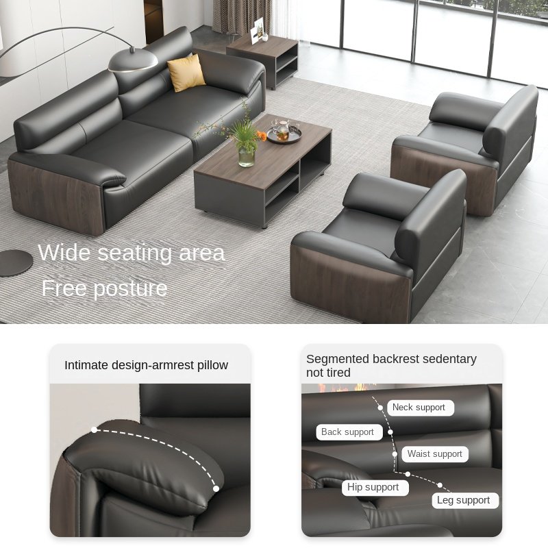 Modern Nordic Design Modular 2-Seater Leather Office Sofa Set European Style Hotels Schools Home Offices Commercial Reception