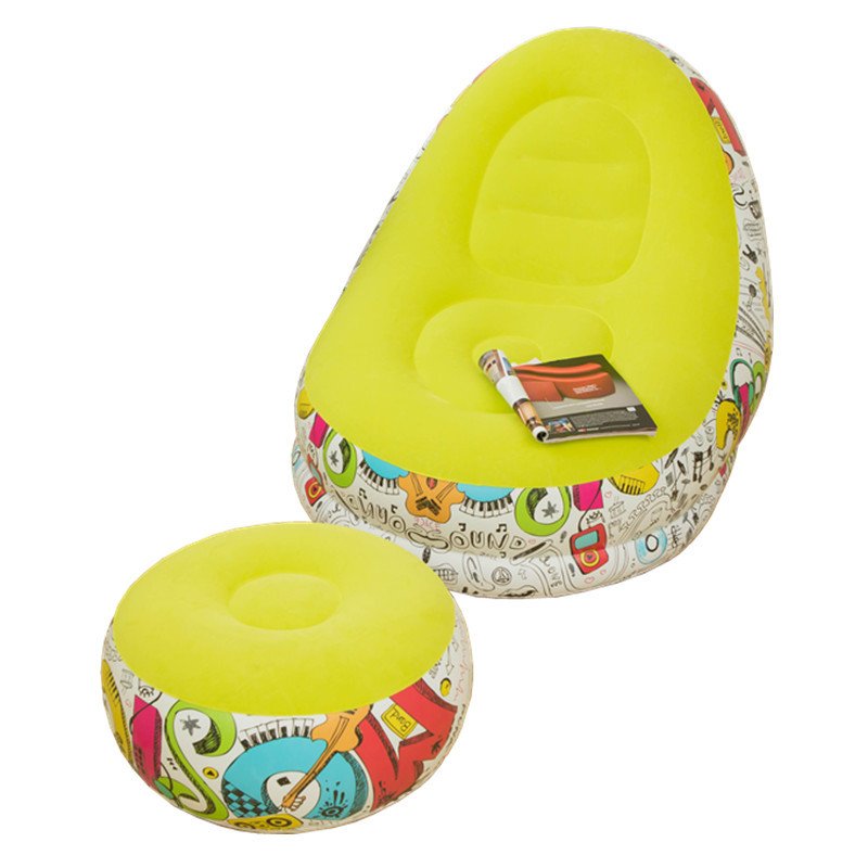 Outdoor PVC Flocking Inflatable Sofa Living Room Lounge Chair Adult Leisure Sofa Bed Furniture Folding Chair