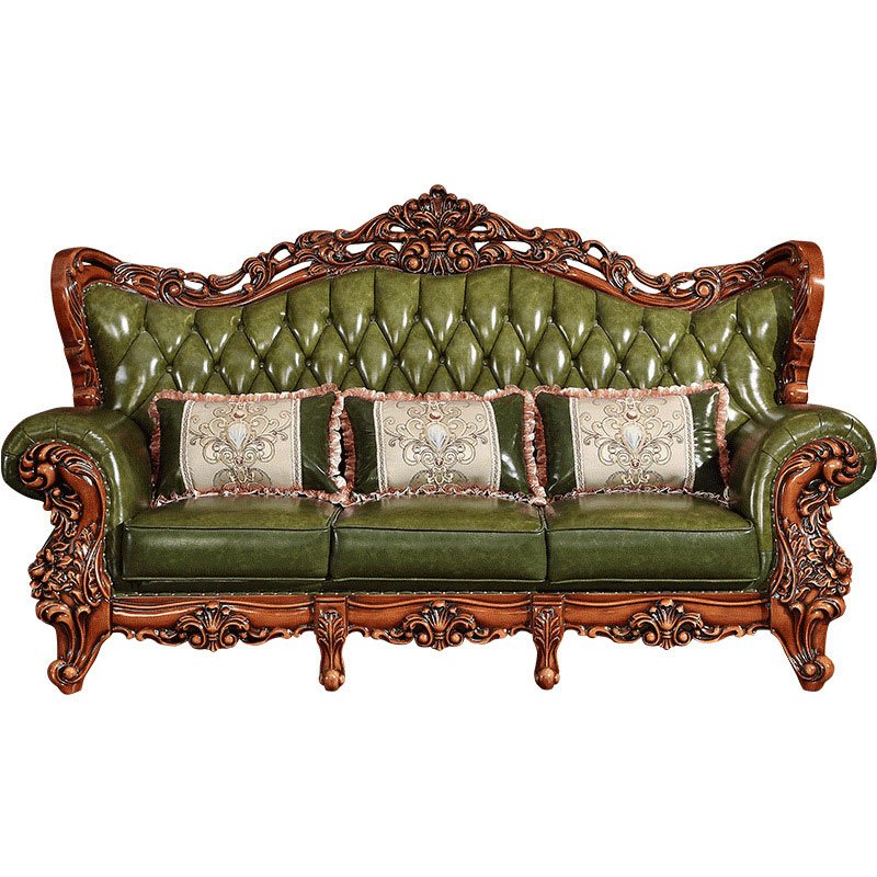 European living room Carved sofa Furniture New design luxury leather reclining sectional sofa set