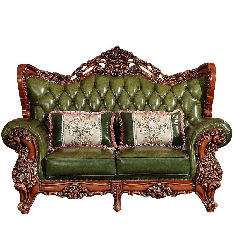 European living room Carved sofa Furniture New design luxury leather reclining sectional sofa set