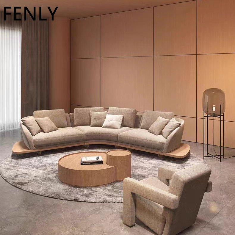 Italian Modern l Shape Sectional Sofa Set Luxury Wood Furniture for Home Living Room Office Fitness Gym Application Fabric Couch