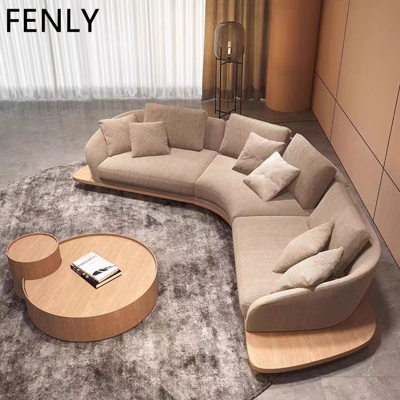 Italian Modern l Shape Sectional Sofa Set Luxury Wood Furniture for Home Living Room Office Fitness Gym Application Fabric Couch