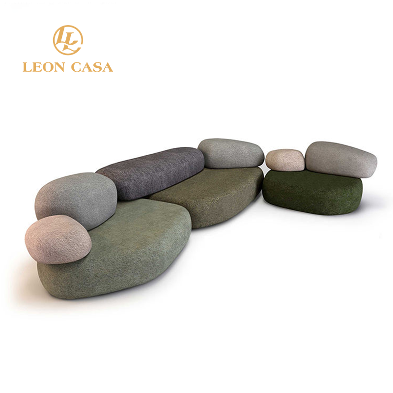New Unique Shape Design Cobblestone Stone Fabric Sofa Sectional Couch Modular Sectional Moroso Pebble Rubble Furniture Sofa