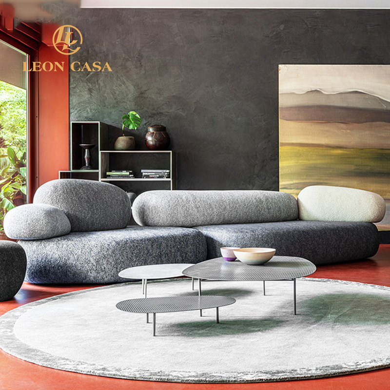 New Unique Shape Design Cobblestone Stone Fabric Sofa Sectional Couch Modular Sectional Moroso Pebble Rubble Furniture Sofa