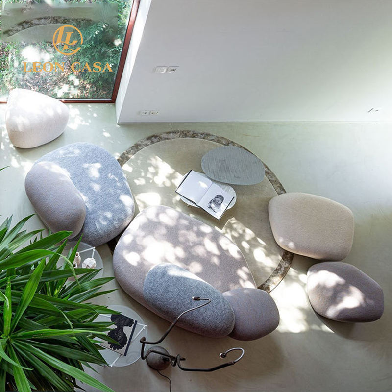 New Unique Shape Design Cobblestone Stone Fabric Sofa Sectional Couch Modular Sectional Moroso Pebble Rubble Furniture Sofa